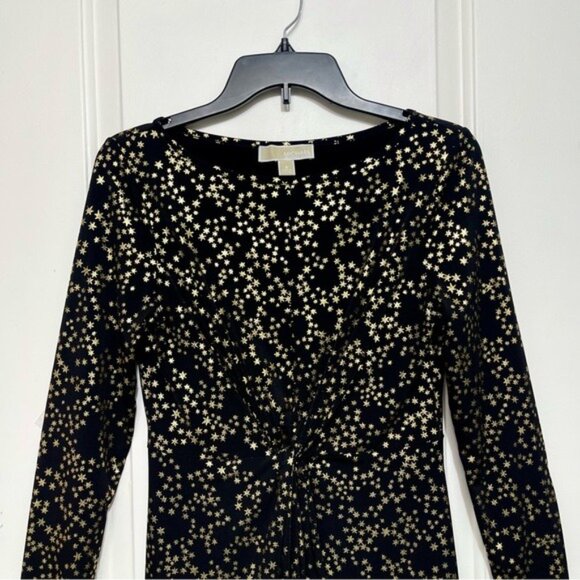 Michael Kors Black & Gold Metallic Stars Print Dress Size S - Picture 5 of 11